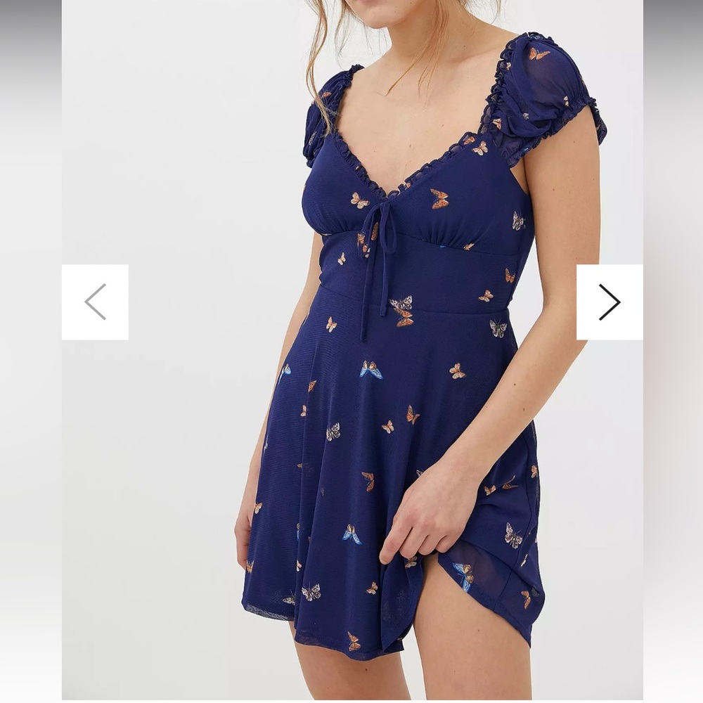 Urban Outfitters Butterfly Print Mesh Mini Dress